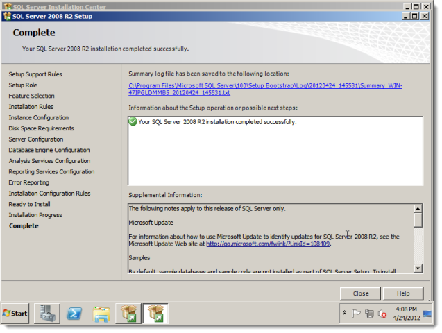 安装SQL sever 2008步骤37